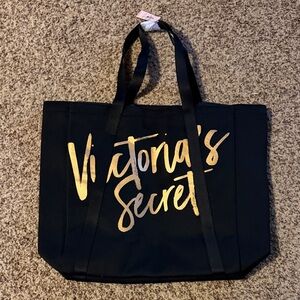 Victoria's Secret Black Tote with Gold Script Logo